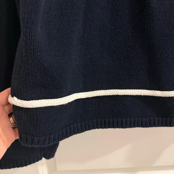 Vintage Liz Claiborne Anchor Nautical Knit Pullover Sweater-Navy Blue - Picture 7 of 12
